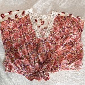 Free People Multi Floral Print Top